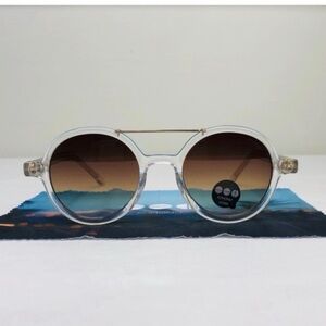 KOMONO sunglasses NEW Clear, Gold, and Brown Round